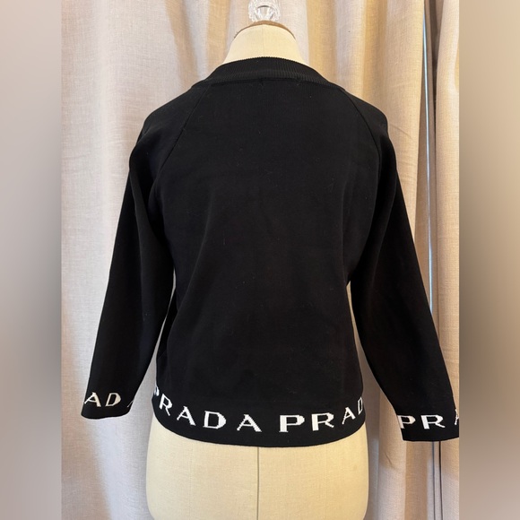 Prada Black Knit Sweater with Logo Detail - Picture 6 of 7